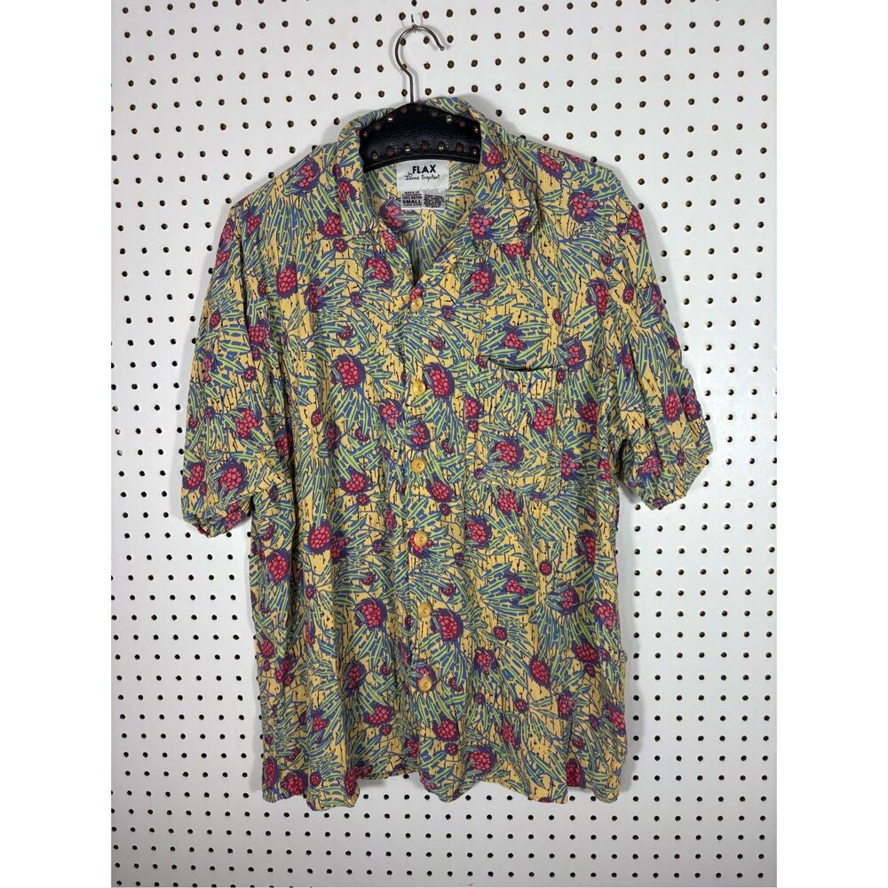 Flax Hawaiian floral button down blouse size S